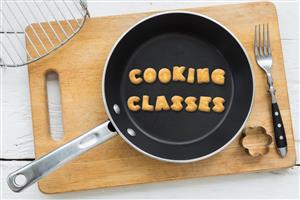 Cooking classes words in frying pan